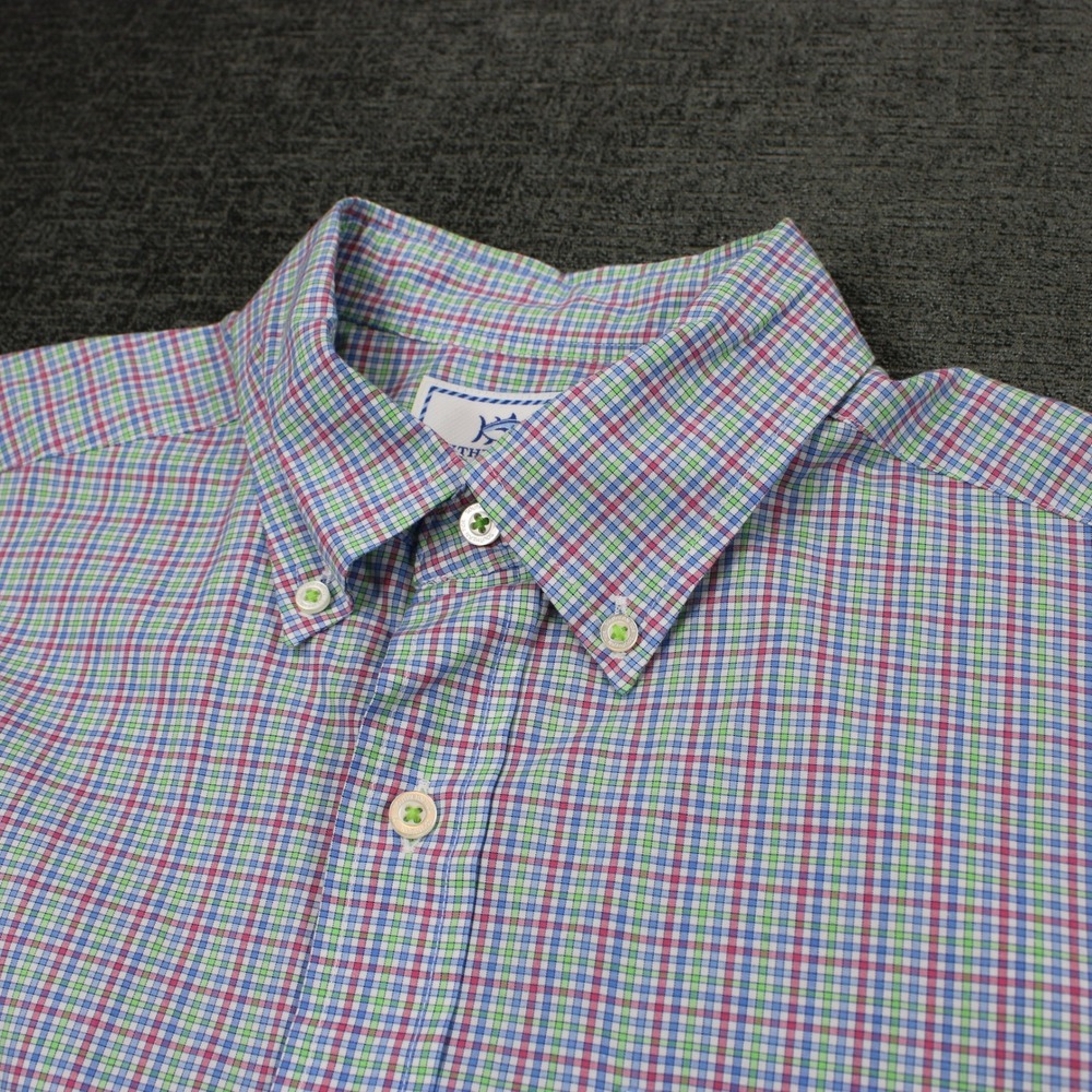 Southern Tide Mens Multi Color Micro Check Button Down Shirt Long Sleeve L